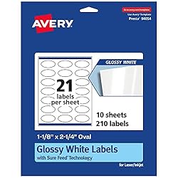 Avery Glossy White Oval Labels with Sure