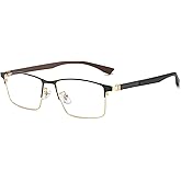 Cyxus Carbon Fiber 99% Blue Light Glasses Men Women, 23g Semi-rim Square Frame for Computer Gaming 8146