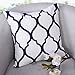 PONY DANCE Throw Pillow Cover - Square Cotton Embroidery Pillow Case Handmade Euro Sofa Cushion Cover for Couch Invisible Zipper Design,18 x 18 inch, Moroccan Quatrefoil Waves, Navy Mix White