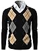 Mens Casual Slim fit V-Neck Long Sleeve Argyle Pullover Sweater