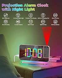 SZELAM Projection Alarm Clock,7.4 in LED Mirror