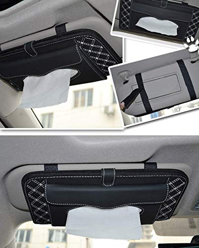 Yolu CD Visor Organizer,Car Sun Visor Tissue Bag Multi Function Double-Deck Auto Extra Car Vehicle Pocket,CD Holder Visor with Tissue Holder,16 Cd/DVD Slots Stored Safely CD Storage Cases for Car