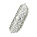 Feelontop® Fashion Flower Shaped Long Finger Rings with Jewelry Pouch (Silver)
