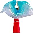 KIKIGOAL Women's 100% Silk Belly Dance Veils and Hand Scarves Gradual Colors 1.14x2.5m/98"x45"