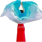 KIKIGOAL Women's 100% Silk Belly Dance Veils and Hand Scarves Gradual Colors 1.14x2.5m/98"x45"