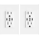 USB Wall Outlet, 30W GaN 6.0A USB Outlet Receptacles with 3 USB Ports,15 Amp Tamper-Resistant Electrical Outlet with 1 Type A