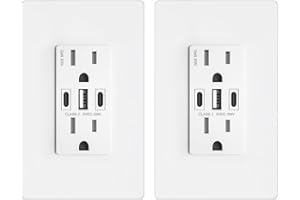 USB Wall Outlet, 30W GaN 6.0A USB Outlet Receptacles with 3 USB Ports,15 Amp Tamper-Resistant Electrical Outlet with 1 Type A