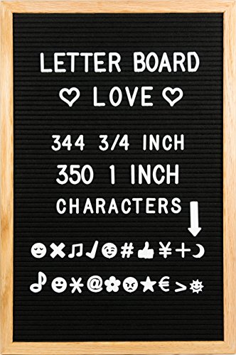 12" x 18" black felt letter board with solid oak wood f…