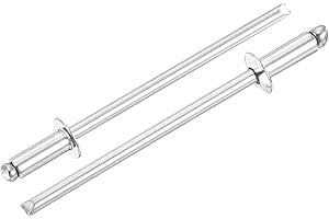 uxcell 100Pcs 3/32" x 1/4" 304 Stainless Steel Dome-Head Blind Rivets, Open-End Type Blind Rivets for DIY, Sheet Metal, Autom