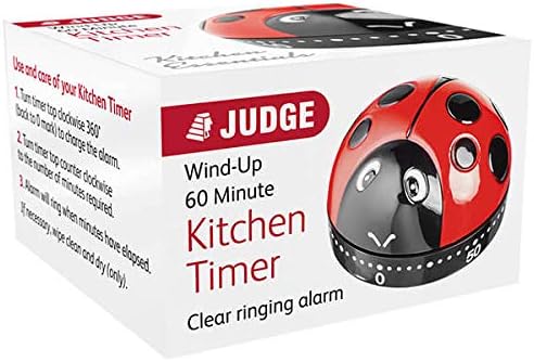 Judge Ladybird Kitchen Timer 60 Minute Wind Up Cooking Timer, Red and Black, Analogue Ladybird - Image 3