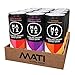 MATI Plant-Powered Sparkling Organic Energy Drink, Variety Pack, Peach Mango + Citrus + Passion Fruit, 40 Calories, 12 Fl Oz, Pack of 12