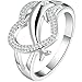 BOHG Jewelry Womens 925 Sterling Silver Plated Heart Dolphin Cute Eternity Ring Love Promise Wedding Band Size 7