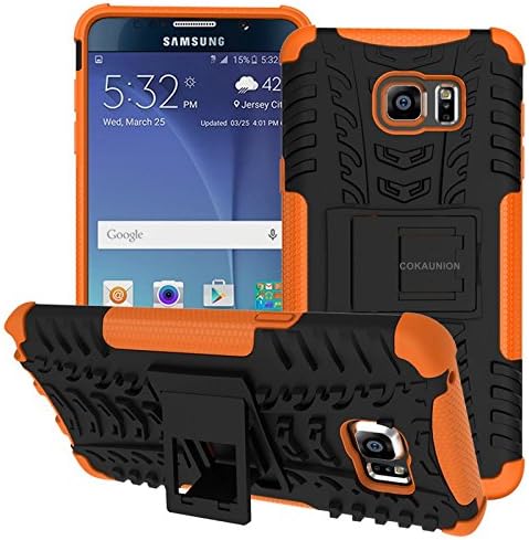Galaxy Note 5 Case COKAUNION Cool Series Dual Layer Hybrid Shockproof Full Body Protective Case with Stand for Samsung Galaxy Note 5 (Orange)