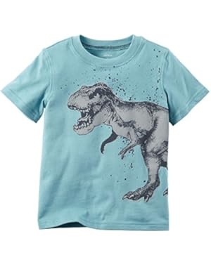 Boys Short Sleeve Dinosaur Graphic Tee: Blue (3 Months)