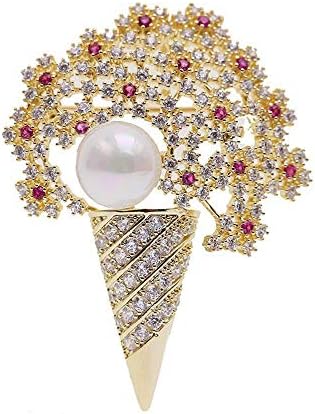 Circlefly Ice Cream Styling Brooch Creative Pearl Zircon Brooch Chest Labia Ladies Windbreaker Scarf Hat Accessories