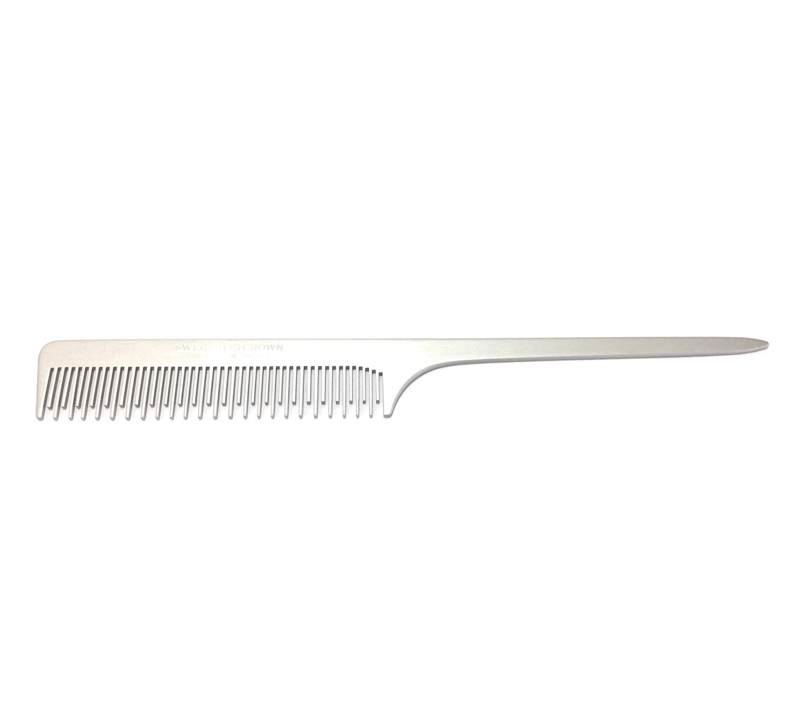 Swedish Crown Professional Backcombing aluminium comb 21 cm (anti-static) metal comb in salon design with alternating 1/1 teeth (2401 A)