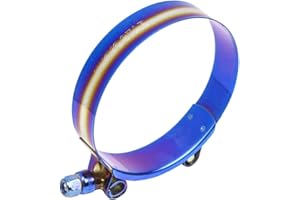 WKD 3" T-Bolt Hose Clamp Adjustable Stainless Steel Titanium Blue Clamp Diameter Ranger for 3 inch（78-86mm）#4125
