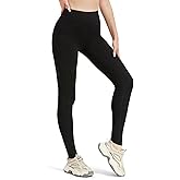 Zylioo Women's Tall Cotton Leggings with Side Pockets High Waist Full Length Stretchy Yoga Pants for Tall Women