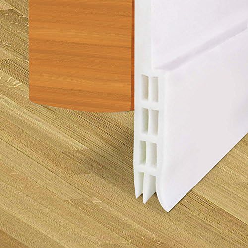 Stop Now Under Door Draft Excluder Weatherstrip Seal Weather Stripping Door Bottom Seal Strip Door Draft Stopper for Noise Insulation, 2" Width x 39" Length (White &amp; Brown)White