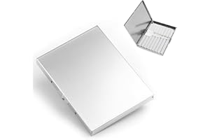 STEELFEVER Stainless Steel Extra Slim Cigarette Case Metal Cigarette Holder Case for 100's and 84's (Silver (Flat))