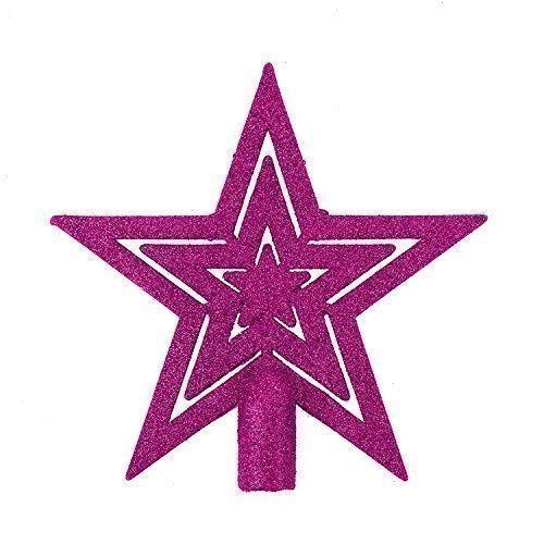 Robelli 20cm Glitter Star Christmas Tree Topper Decoration Ornament (Hot Pink)