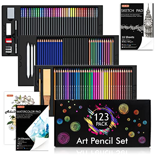 Drawing Kit, Shuttle Art 123 Pack Art Pencil Set, Professional Drawing
