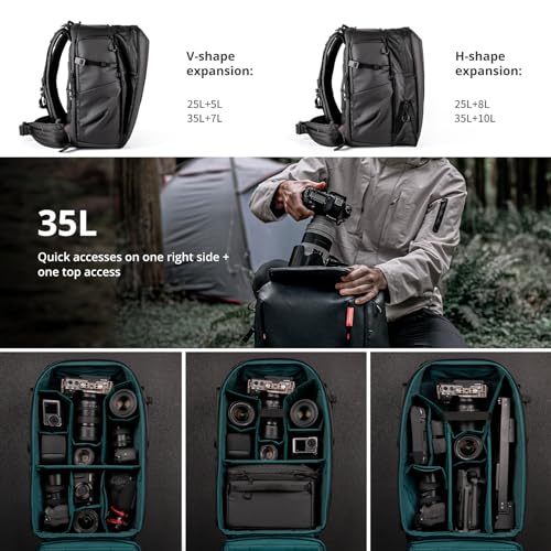 PGYTECH OneMo 2 Photography Backpack with Shoulder Bag for 16.5" Laptop for Photographers, Waterproof DSLR Backpack