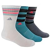 adidas Women's Retro II 3-Pack Crew Socks, Vivid Mint/Flash Red-Pink Pink/Black/White/Light Onix/Onix-Light Onix Marl, Medium