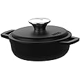 IMUSA Traditional Colombian Mini Nonstick Caldero (Dutch Oven) for Cooking and Serving, 0.7 Quart, Silver,Black