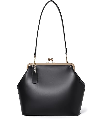 Amazon.com: Coach Women's Large Leather Kiss-Lock Frame Bag