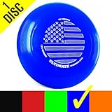 50 Strong Brand Ultimate 175 Gram Flying Sporting Disc - Best Gift for Adults and Kids - Made in USA (One Disc) (Blue Flag)