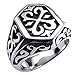 KONOV Stainless Steel Thors Hammer Men's Ring,Black - Size 13