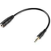 ELECTOP Cable adaptador de conector de audio estéreo hembra de 0.098 in a 0.138 in (1/8 pulgadas) para auriculares