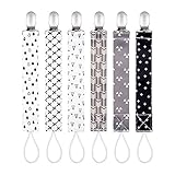Baby Pacifier Clips by Upsimples - 6 Pack - Baby Pacifier Holder, Soothies Teething Ring Holder for Baby Boys |Universal Fit