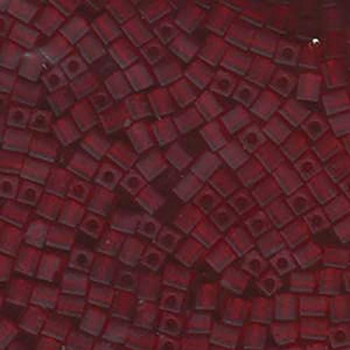 20Gr Tr Red Frosted Miyuki 4mm Square Cube Glass Seed Beads 2