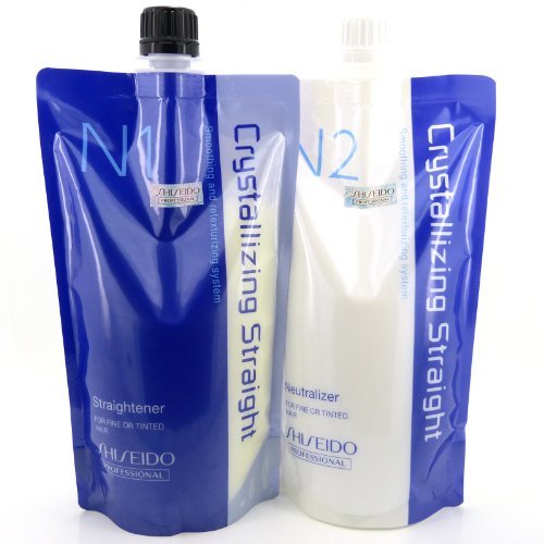 Hair Rebonding Shiseido Professional Crystallizing Hair Straightener (N1) + Neutralizer for Natural to Sensitized Hair(old version : Fine or Tinted hair)(N2)