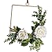 Pauwer Floral Hoop Wreath Set of 3 Artificial Rose Flower and Eucalyptus Vine Wreath for Wedding Backdrop Wall Decor