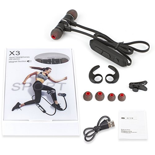 Bluetooth Headphones Sports Wireless Earbuds Sweatproof Headset Magnetic attraction Stereo Earphones for Running Workout Gym Noise Cancelling Proshine(Black) - Thumbnail 7