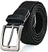 GALLERY SEVEN Woven Elastic Braided Belt For Men - Fabric Stretch Casual Belt - Black - Large (40-44