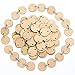 Bememo 1.5 inches/ 3.8 cm Round Wooden Discs with Holes, 100 Pieces Birthday Board Tags and 100 Pieces 15 mm Rings for Arts and Crafts