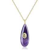 COAI Crystal Pendant Necklace for Women, Teardrop Pendant 18K Gold Plated Stainless Steel Necklace for Women