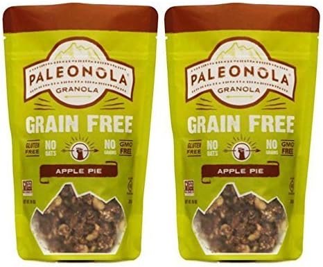 Paleonola - Grain Free Granola - Non-GMO, Grain, Soy, Gluten, Dairy Free - Low Carb Protein Snack For A Healthy Breakfast, Apple Pie, 2 Pack