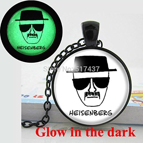 Pretty Lee Glow In The Dark Breaking Bad Necklace Heisenberg Necklace Glass Art Photo Necklace Glowing Jewelry