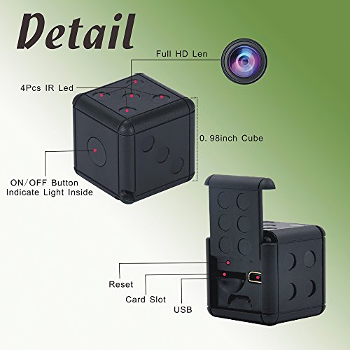 Mini Spy Hidden Camera,Full HD Small Secret Toy Dice Camera with Motion Detection&Night Vision,Wireless Hidden Body Security Cams for Home,Office and Meeting,Built-in 230mAh Battery Lasts 50mins,Black