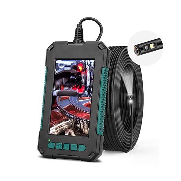Endoskopkamera RUMIA Dual-Kameras Endoskopkamera mit 8 LEDs IP67 Wasserdicht Licht,4,3 Zoll Bildschirm Endoskop 1080P…
