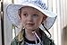 Toddler Sun Hat with Chin Strap, Drawstring Adjust Head Size, Breathable 50+ UPF Cotton (M: 9m - 3Y, White Waves)