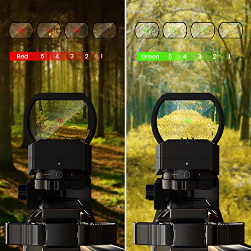 Reflex Sight, Red Green Dot Sight with 4 Reticles,Anti-Fog & Shockproof Aiming Scope Sight