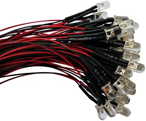 Bit-Lite 50pcs Easy Color-Coded Pre-Wired LED Lights - Red (7.75" Leads, 12V) ...