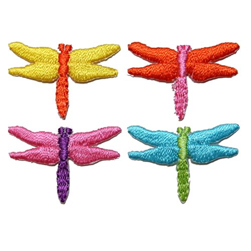 ID 1674A-D Set of 4 Assorted Dragonfly Patches Insect Bugs Iron On Applique