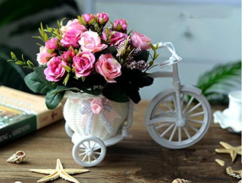 Marryqueen Plastic Artficial Fake Floral Silk Flower Wholesale Living Room Decorative Ornaments, Home Accessories Simulation Flower Suit (crown rose pink)